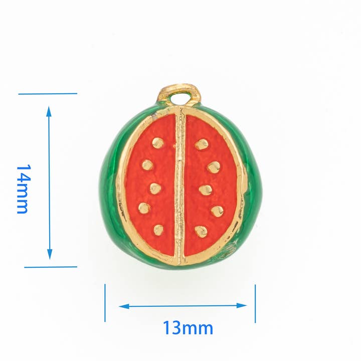 Jewel Pledge - Wholesale Individual Charm/Pendant - 18K Gold 3D Enamel Watermelon Charm Pendant CPG17444
