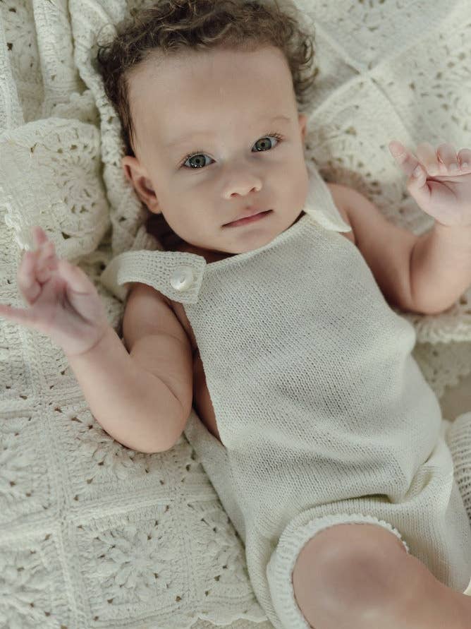 Organic cotton knit romper for wholesale by Gooseberry fool