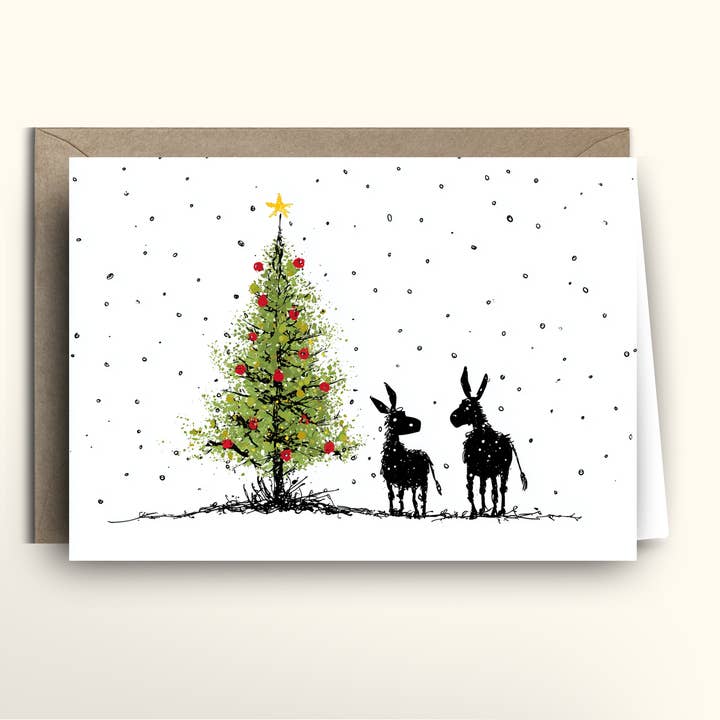 Donkey Christmas Friends card - packs of 10/20/50/100 for wholesale by imagii Greeting Cards & Notebooks