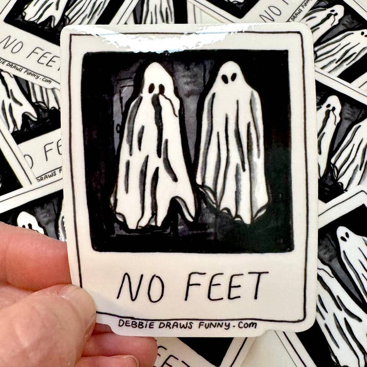 Polaroid-Fotoaufkleber „No Feet“, Motiv Käfersaft für den Großhandel von Debbie Draws Funny