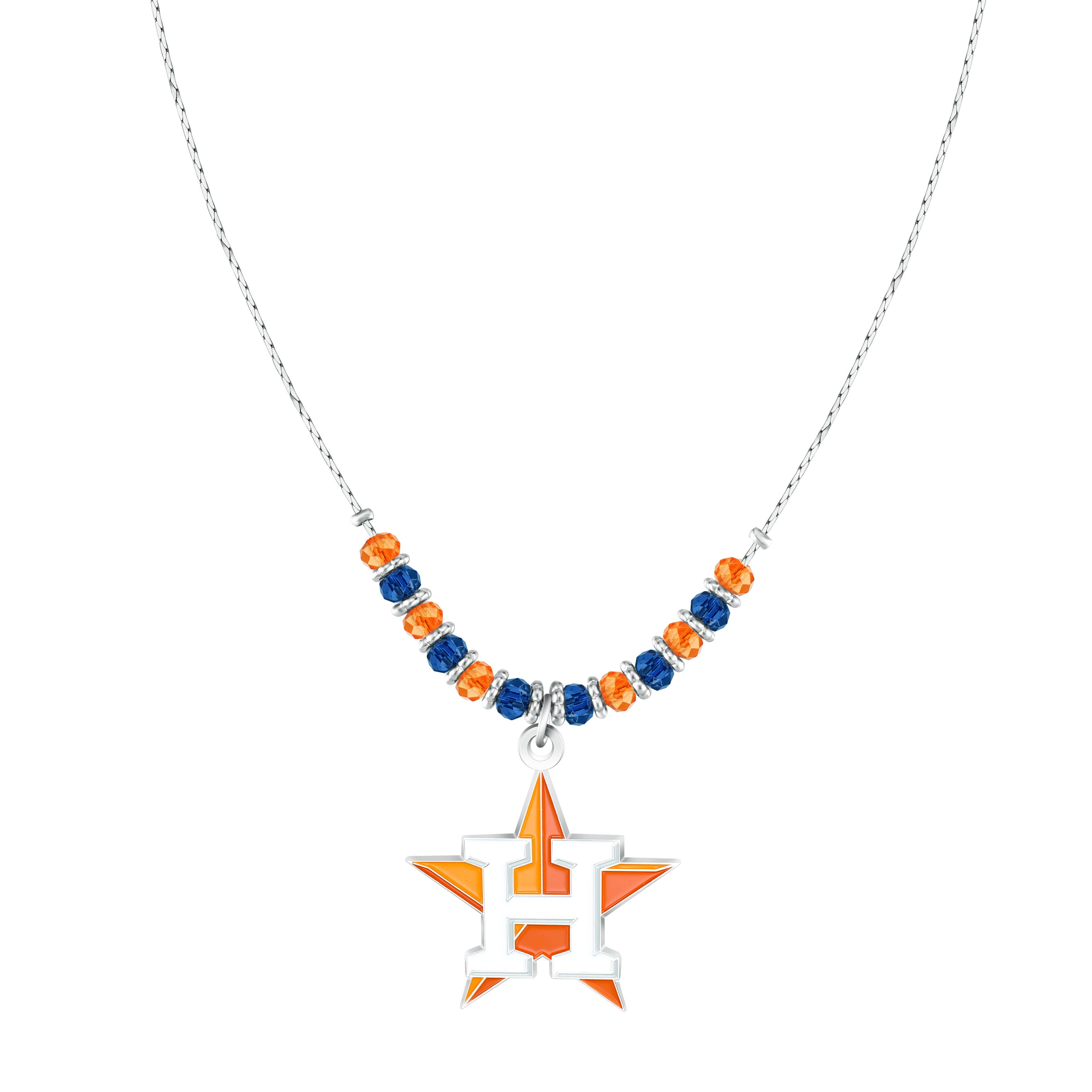 Simran International - Wholesale Pendant/Charm Necklace - MLB Houston Astros Beaded Cobra Chain Necklace0