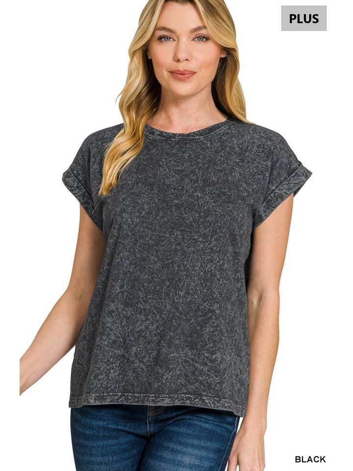 Vanilla Monkey - Vente Haut en maille – femme - T-shirt à manches courtes pliées, col rond, effet froissé Plus13