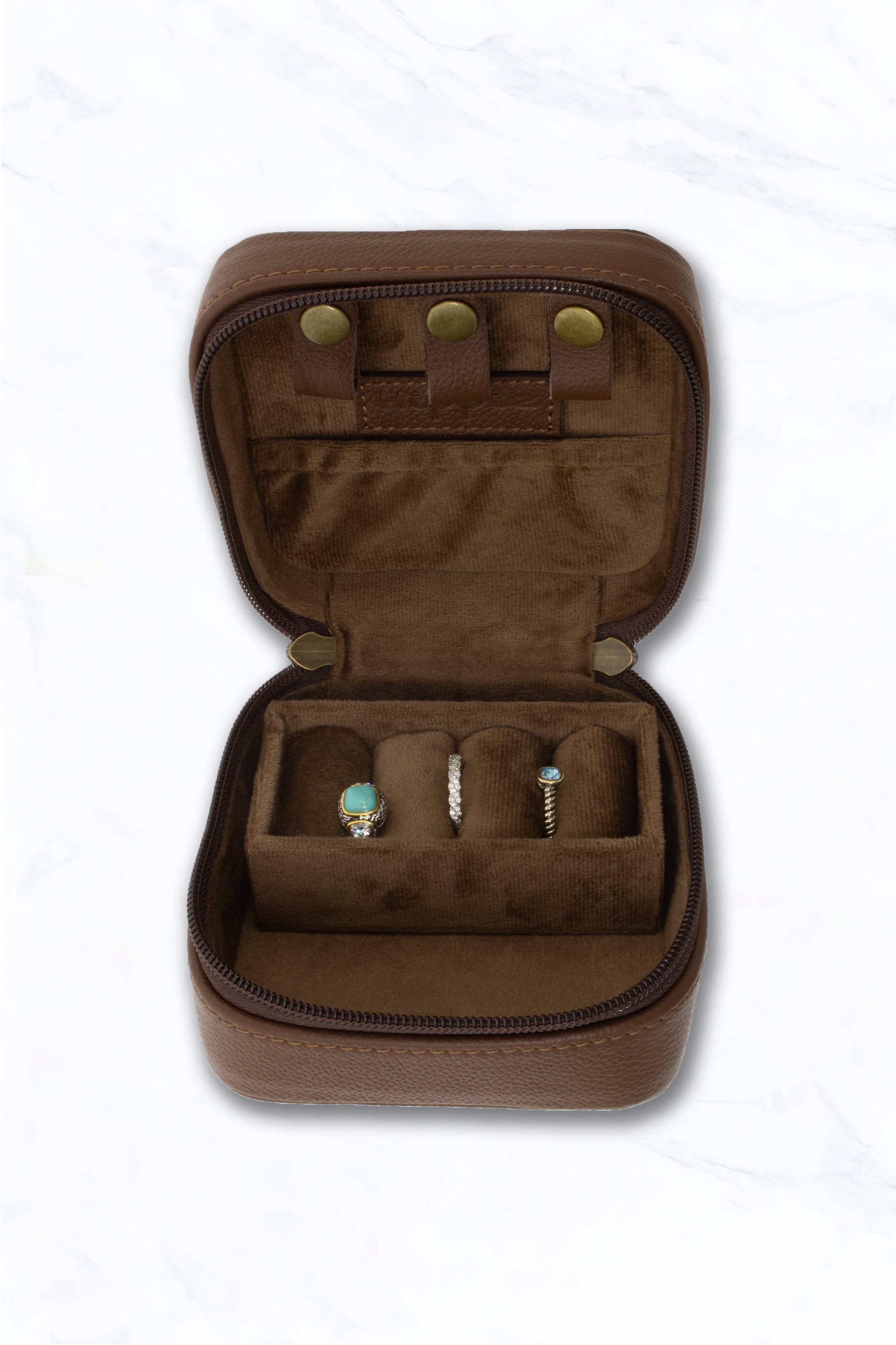 Suzie Q USA - Vente Boîte/rangement à bijoux - Étui de Voyage pour Bijoux en Cuir Véritable en Forme de Sacoche1