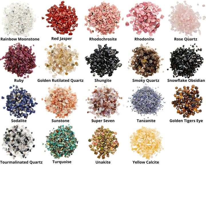 New Moon Beginnings - Wholesale Spiritual Stone/Crystal - Natural Gemstone Chips in a Bottle -70 stone types available72