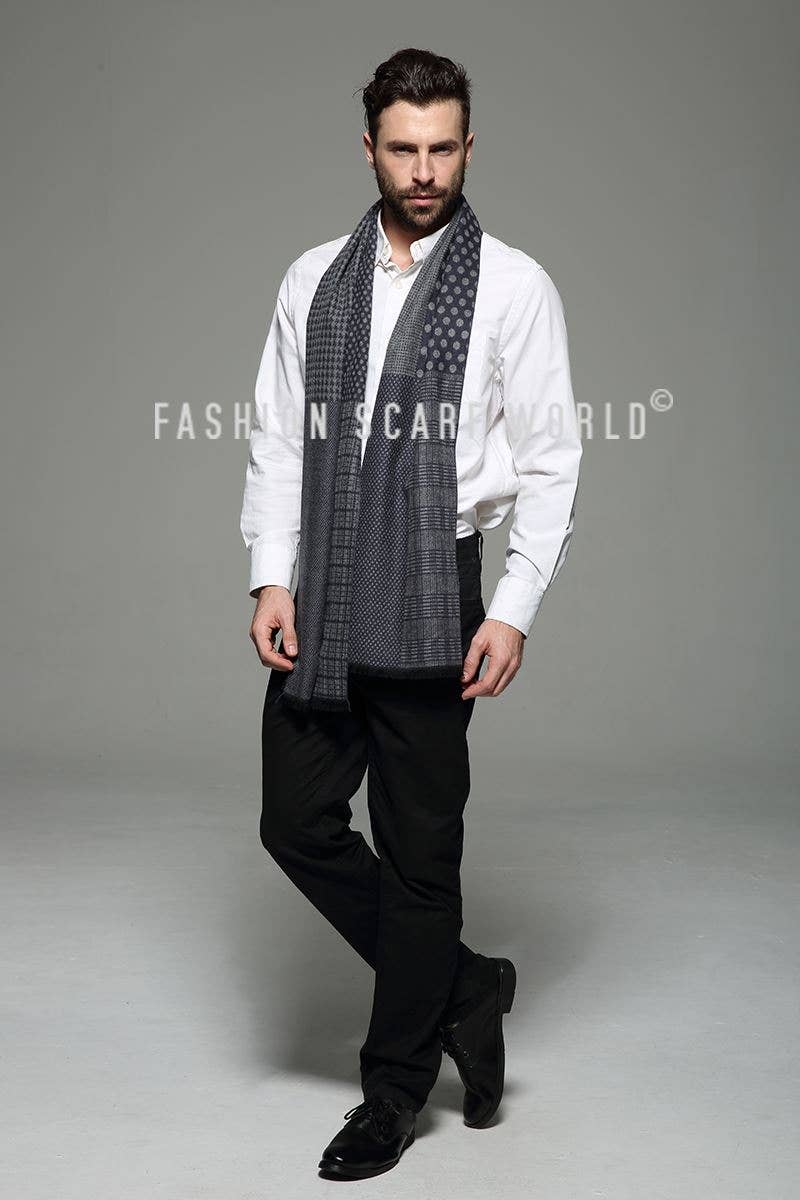 Fashion Scarf World – wholesale Scarf – Men’s – Dot, Tartan & Houndstooth Print Frayed Men/Unisex Scarf8