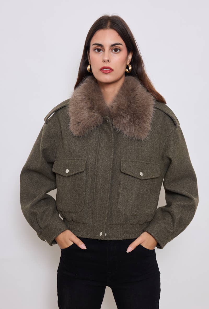 KY CREATION PARIS – wholesale Coat – Women’s – Wool aviator jacket with fur collar2