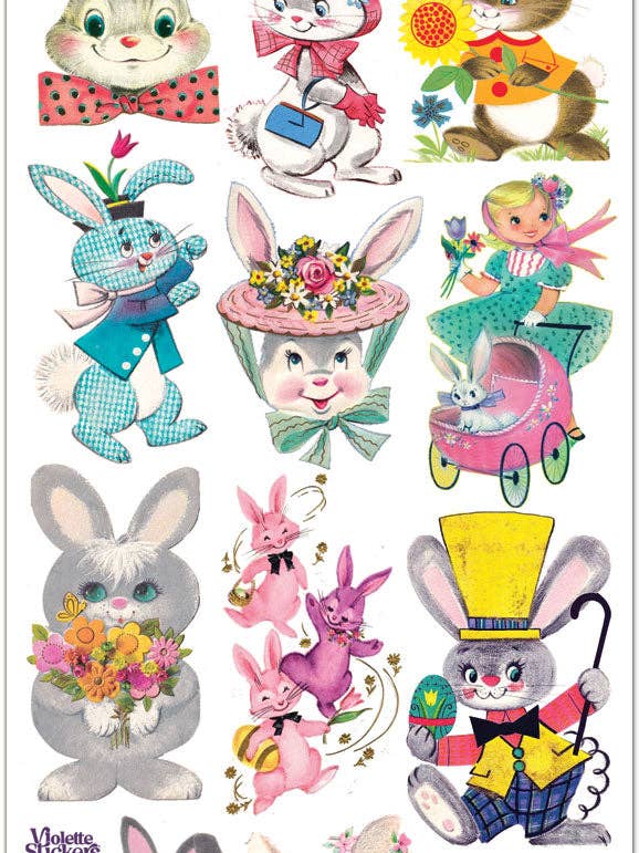 C342 Easter Bunny Greetings for wholesale by Violette Stickers