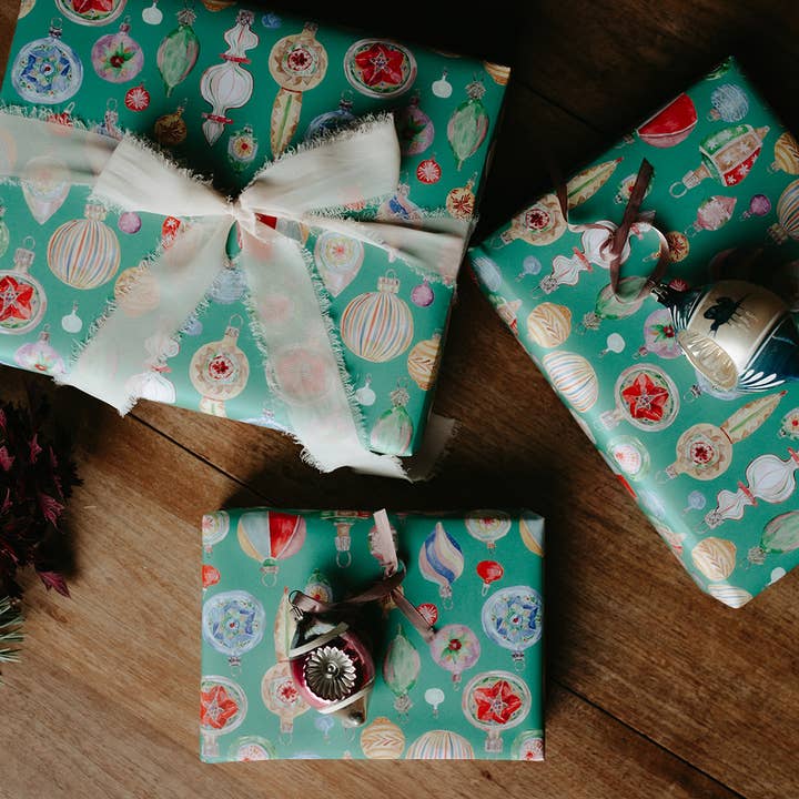 Lana's Shop - Wholesale Wrapping Paper Roll - Vintage Ornaments Gift Wrap Roll8