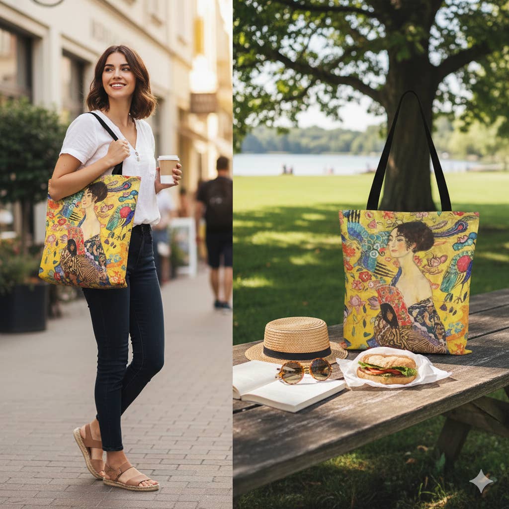 Magnifique Hearts - Wholesale Tote Bag - Women's - Gustav Klimt Inspired Art Tote Bag – Reusable Canvas Tote