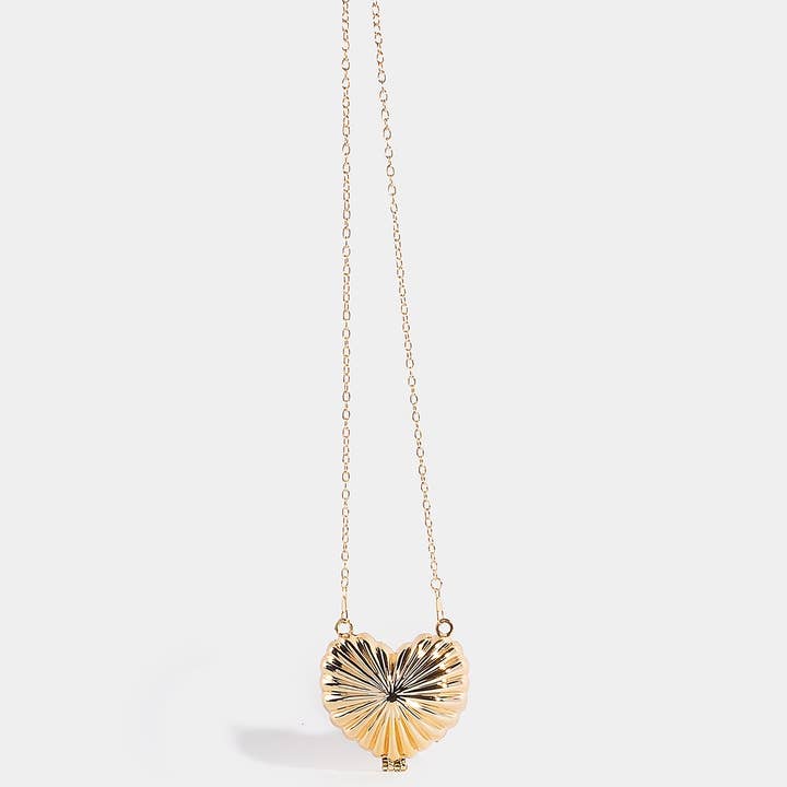 Collections by Fame Accessories - Wholesale Clutch Bag - Women's - Metallic Shining Heart Clutch Coin Purse