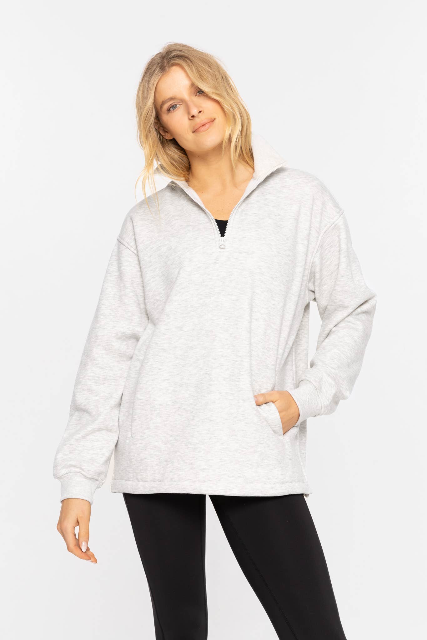 Mono B - Wholesale Sweatshirt - Women's - Half-Zip Drawstring Women's Sweatshirt Pullover12