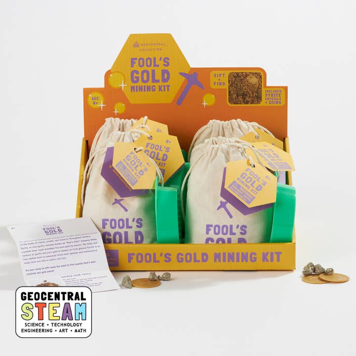 GeoCentral - Wholesale Toy Set - Kids - Fool's Gold Mining Kit - Sift Real Sand and Crystals!