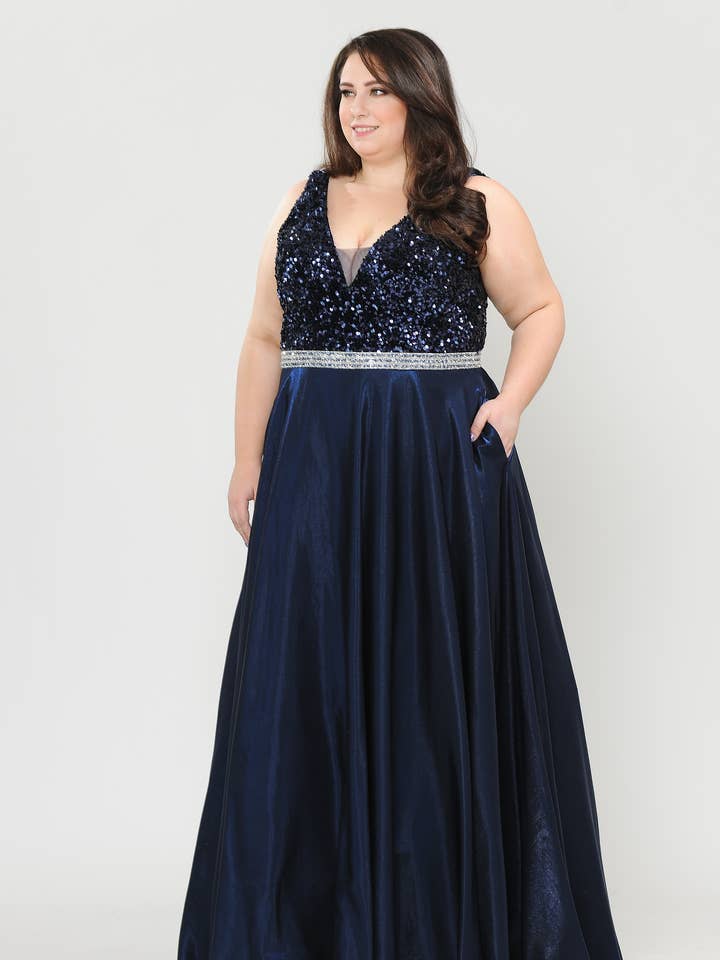 W1006 Montrez votre beauté avec ce haut à sequins à col en V pour la vente par POLY USA