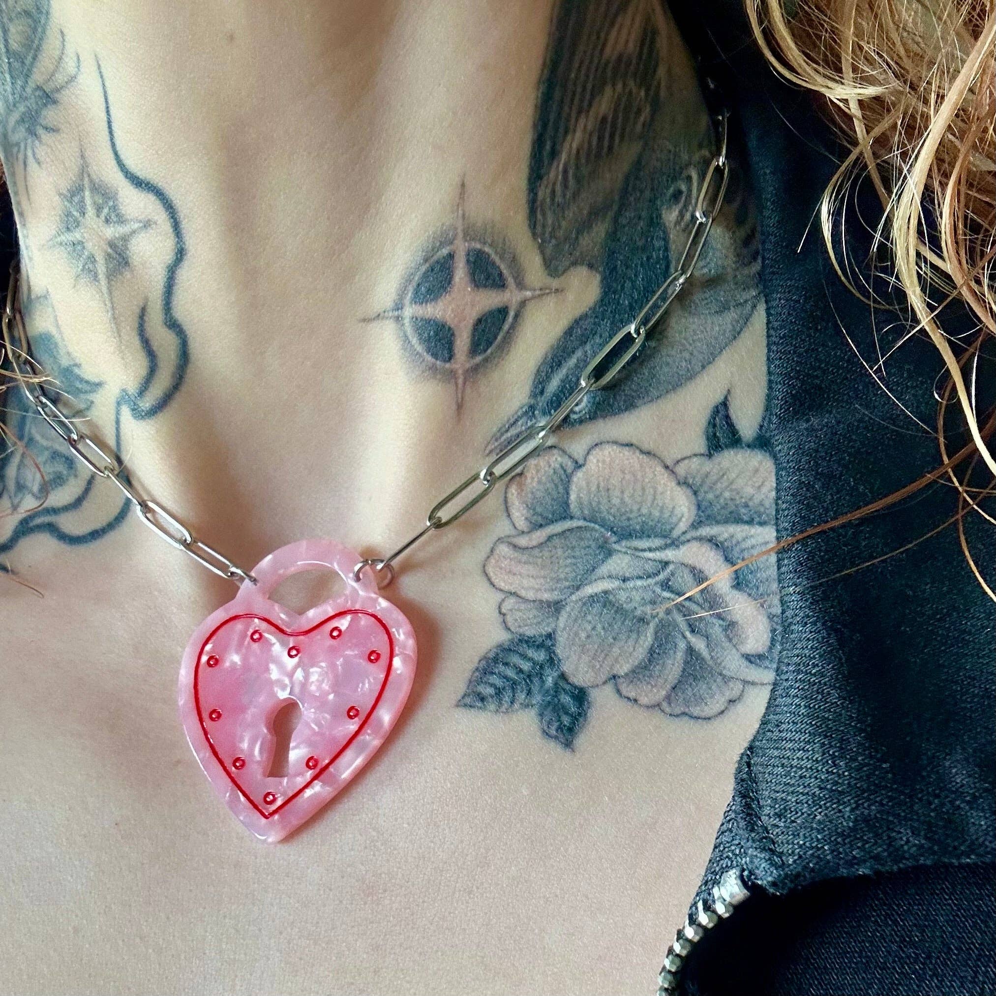 Foolish Fetish - Wholesale Pendant/Charm Necklace - All Locked Up Heart Padlock Necklace3