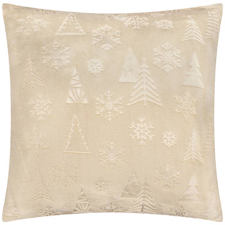 Festive Time Embossed Fleece Cushion Natural for wholesale on Faire