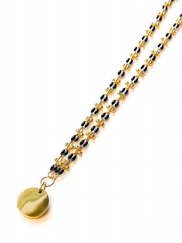 Aves | Black | Gold-filled Enamel Chain Link Necklace | A+B for wholesale by Aves + Brit | Handmade Midwest Modern Jewelry