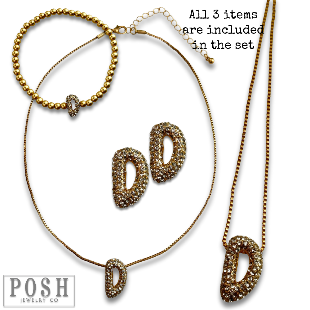 Pink Panache Brands - Wholesale Jewelry Set - Rhinestone initial jewelry set6