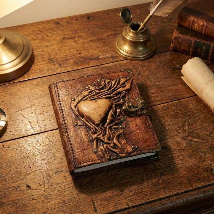 ML Marcaleather - Wholesale Journal/Diary - 3D Heart Writing Journal Real Leather Mini Vintage Retro1