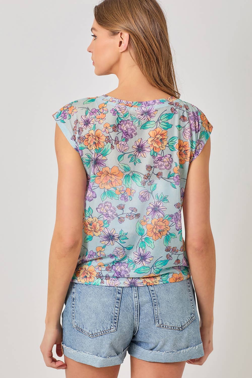 Mystree - Wholesale Blouse - Women's - 61049 Front String Detailed Printed Mesh Top14