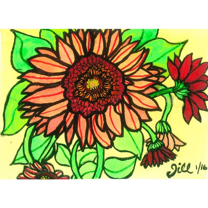 Card #1 Sunflower for wholesale by One Woman's Art by Jill
