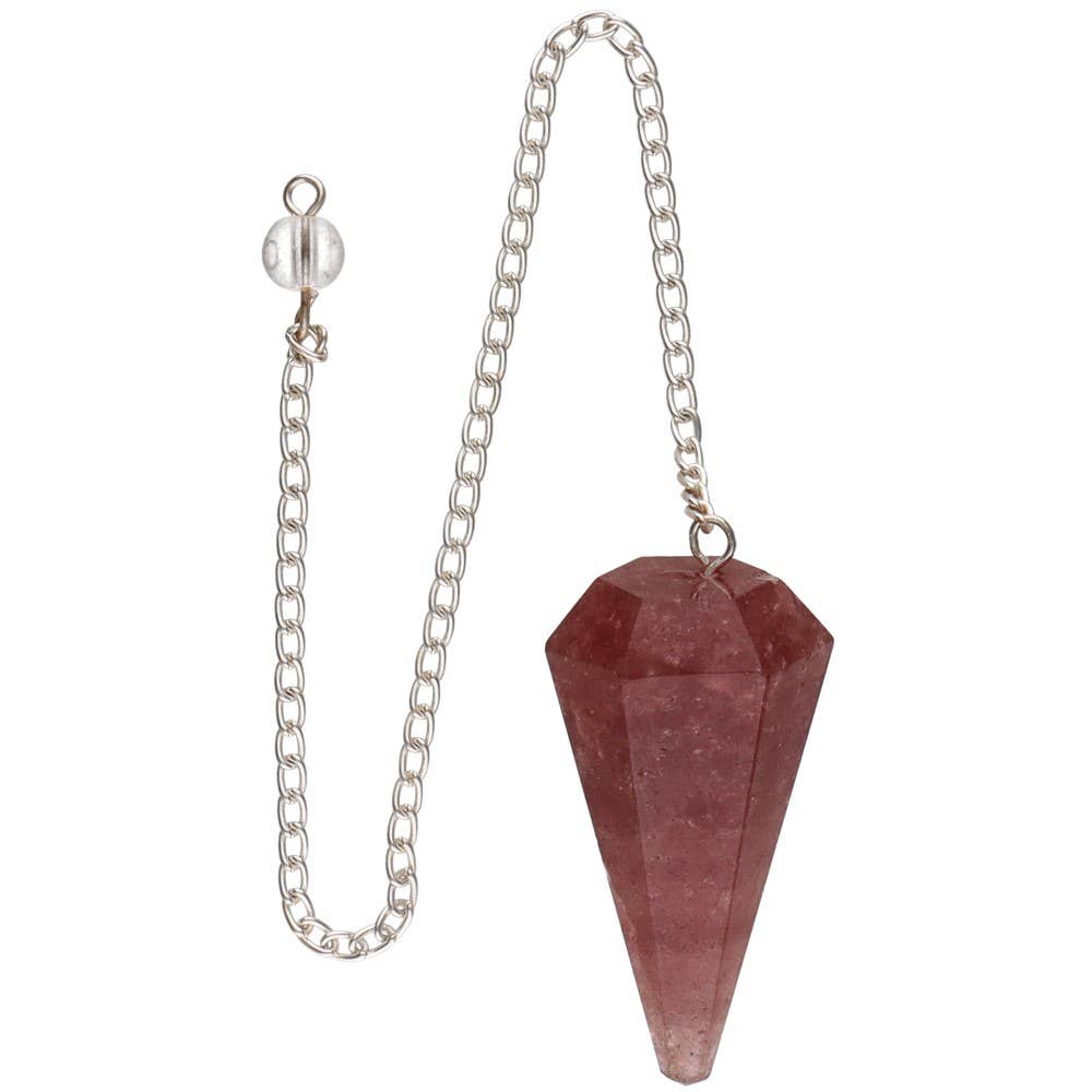 Vives de la Cortada S.L - Wholesale Spiritual Stone/Crystal - Faceted Strawberry Quartz Pendulum (FAC28)0