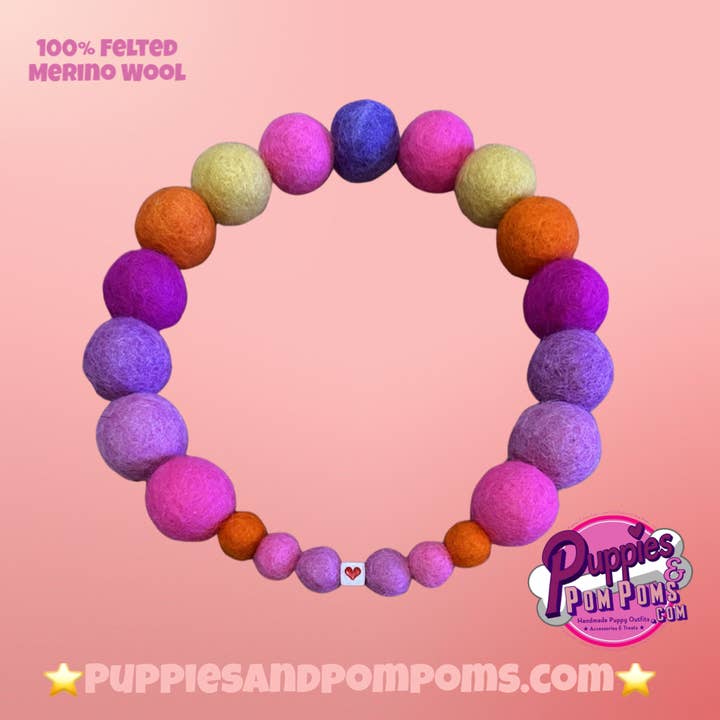 Puppies & Pom Poms - Wholesale Pet Collar - Dog - Pink - Personalised Pom Pom Dog Collar2