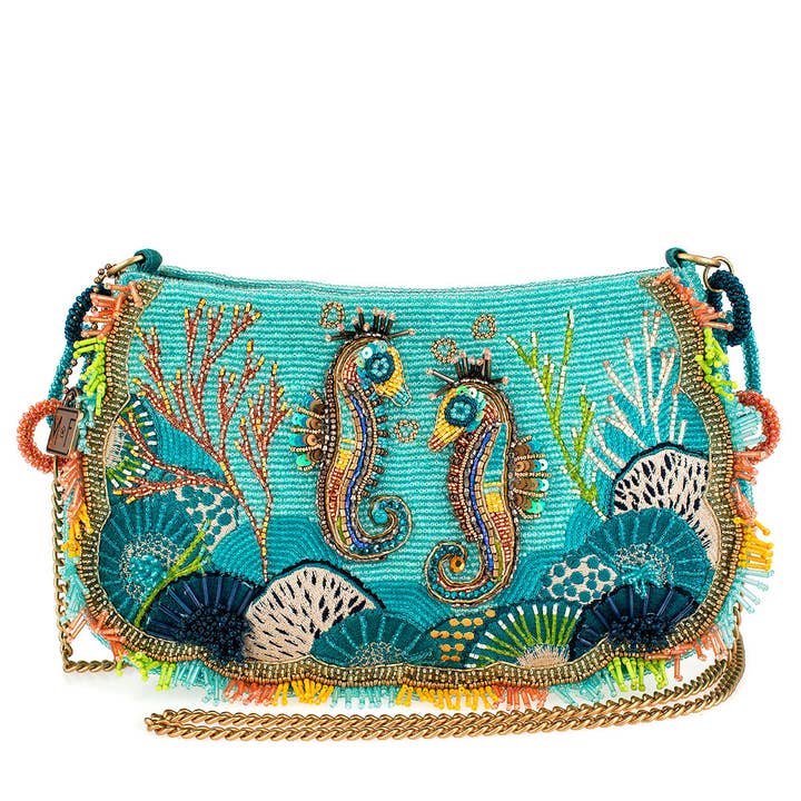 Mary Frances Accessories - Wholesale Crossbody Bag - Women's - Reef Rider Beaded Seahorse and Ocean Crossbody Handbag