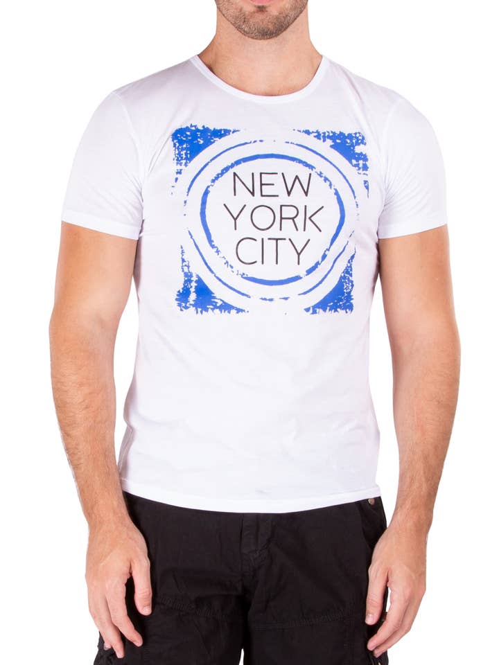 161835 - T-shirt graphique New York City Blanc pour la vente par Bespoke Moda