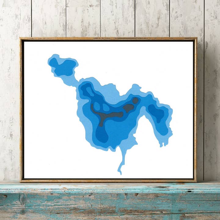 Bathymetrische kaart van Diamond Lake Paper voor wholesale door Cardtography