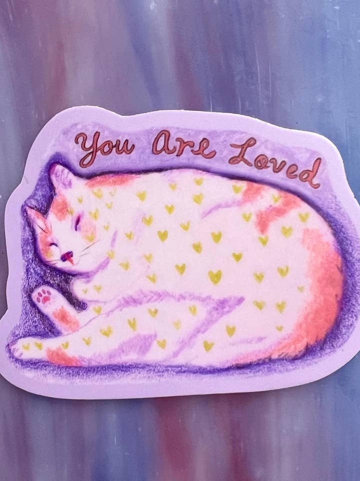 You Are Loved Cat Parent Colored Pencil Sticker for wholesale by ThinkofMeFrondly