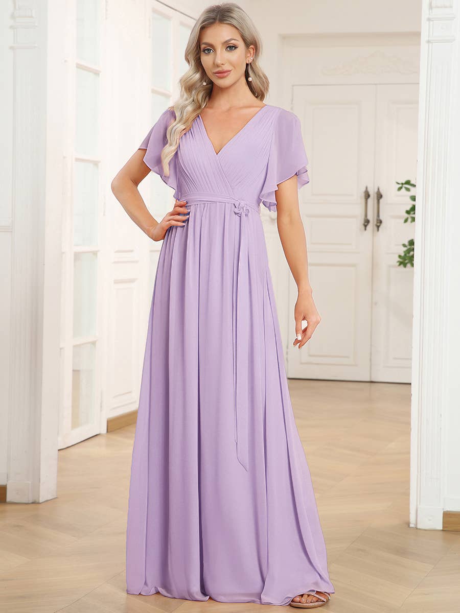 Ever-Pretty - Vente Robe – femme - Robes de soirée à volants à manches courtes exclusives B2B51