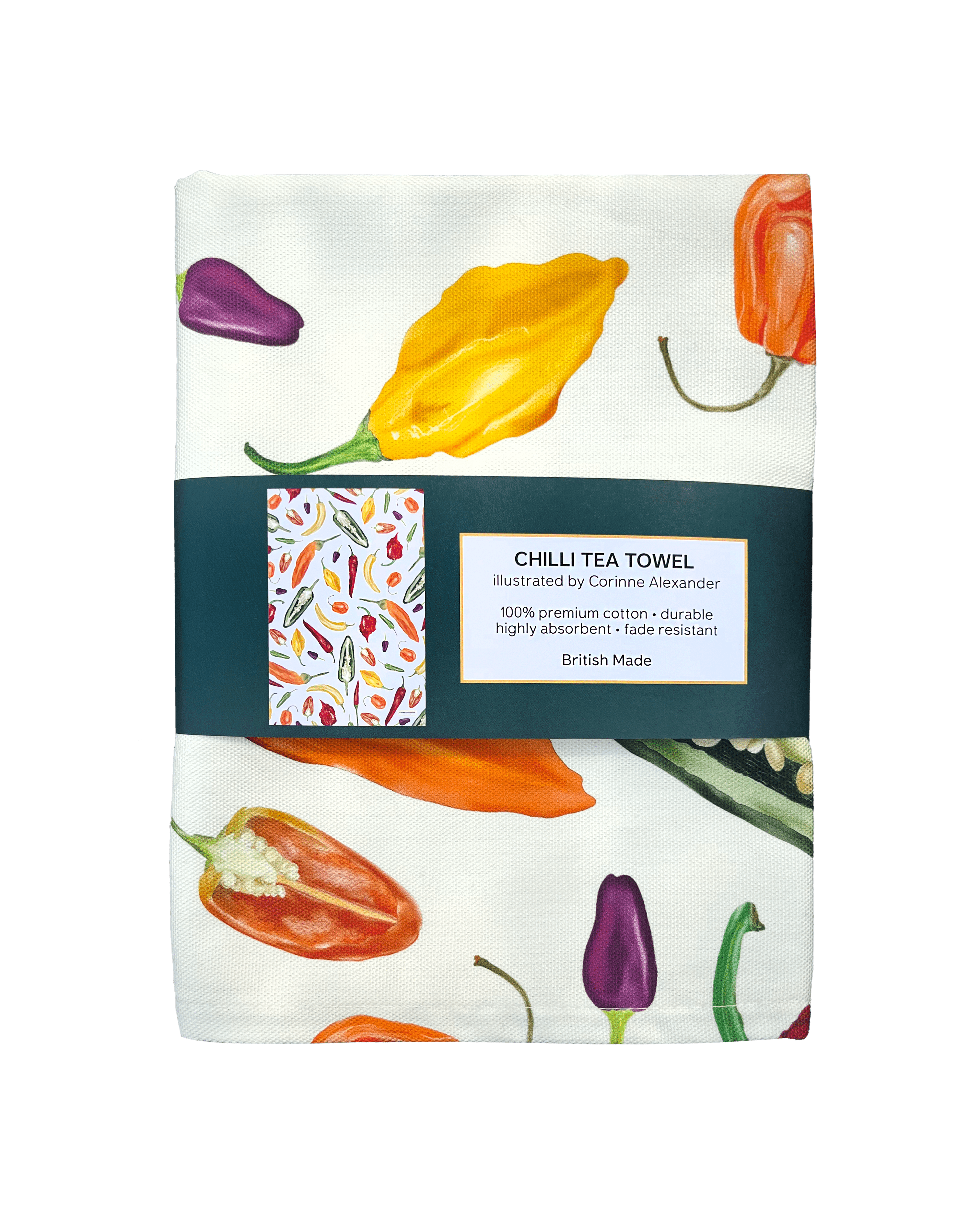 Corinne Alexander - Wholesale Tea towel - Chilli Tea Towel - British Made - Cotton - Kitchen Towel2