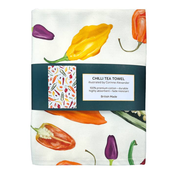 Corinne Alexander - Wholesale Tea towel - Chilli Tea Towel - British Made - Cotton - Kitchen Towel2