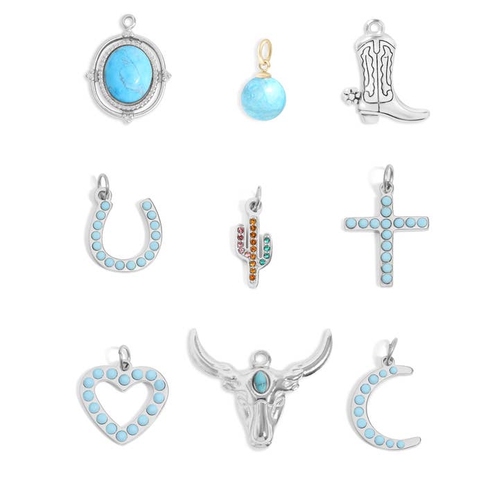 WJW - Wholesale Individual Charm/Pendant - 18K Gold PVD Western Charm Bar Charm Set (9pc)1