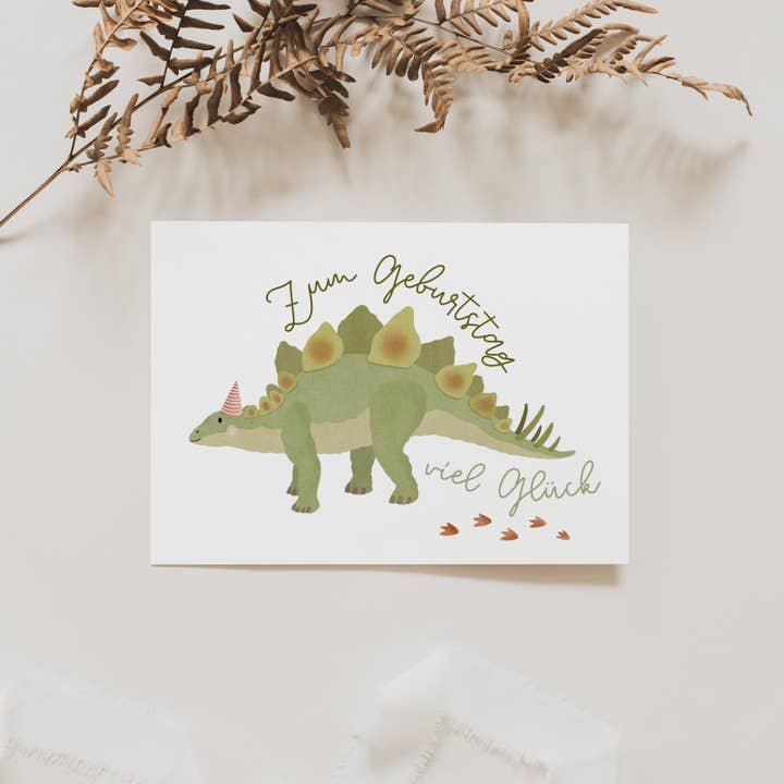 Tilda&Theo - Wholesale Birthday Card - Postcard dinosaur - birthday dinosaur Stegosaurus4