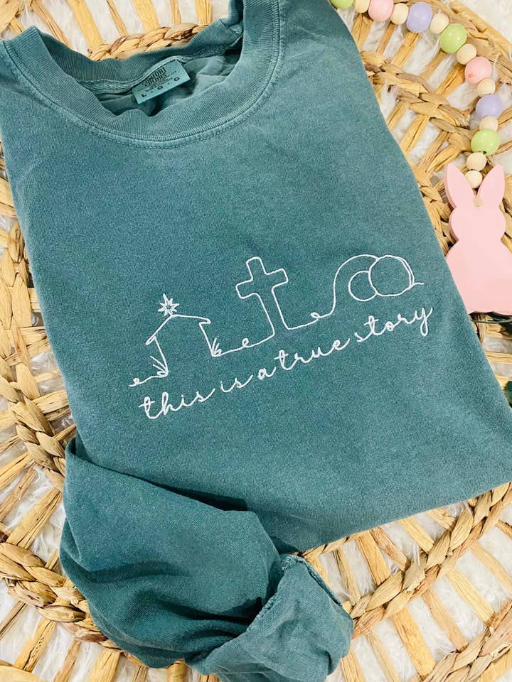 Embroidered Christian Easter T-Shirt True Story for wholesale by Ruby KoKo Designs