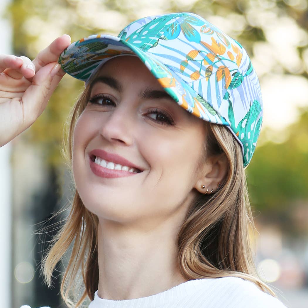 Fashion City - Wholesale Baseball Cap - Women's - Mixed Floral and Leaves Print Cotton Baseball Cap2
