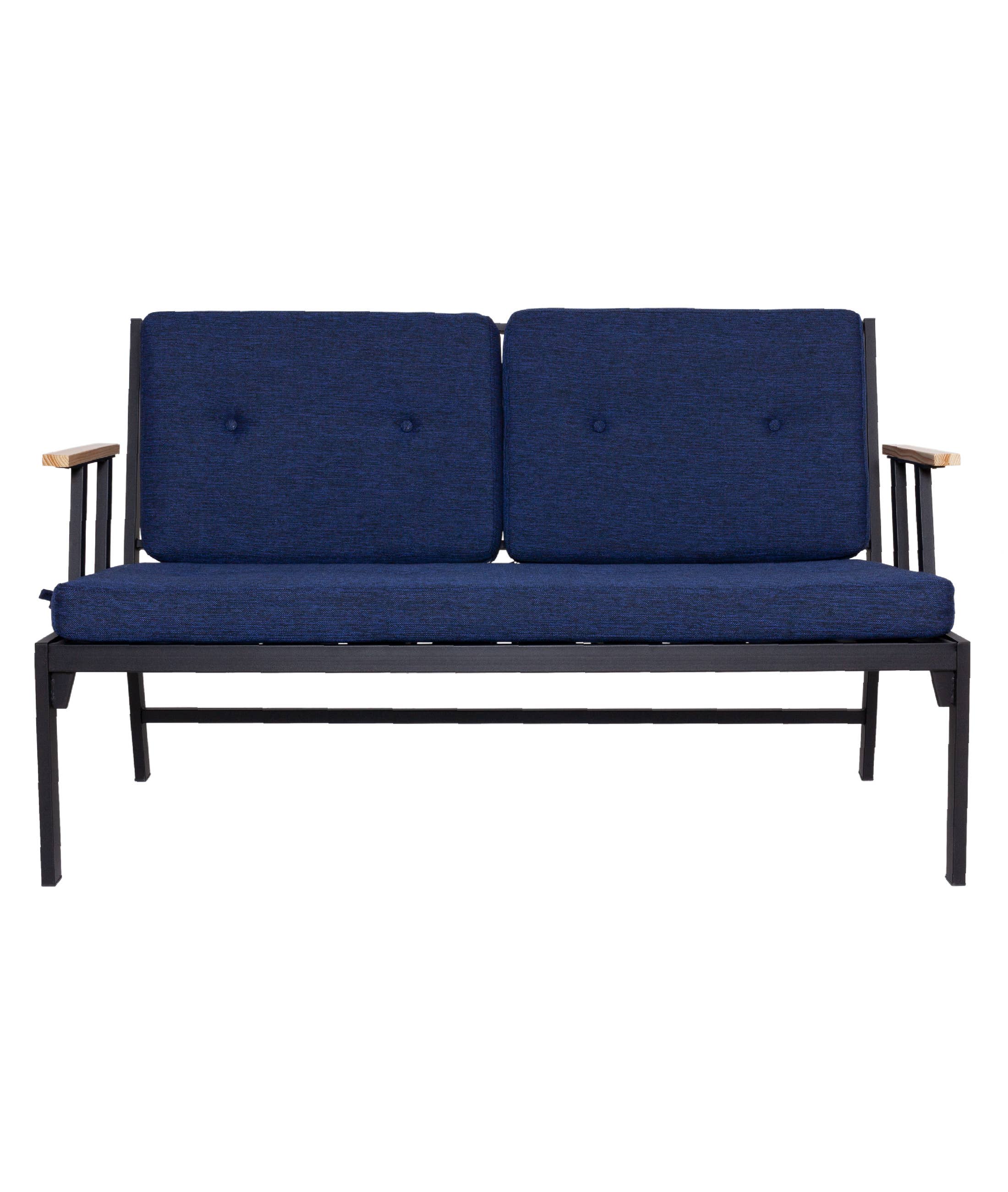 Multi Colored Koza Home Mist Navy Blue Double Garden Chair Black Frame 6008 Double for wholesale on Faire1