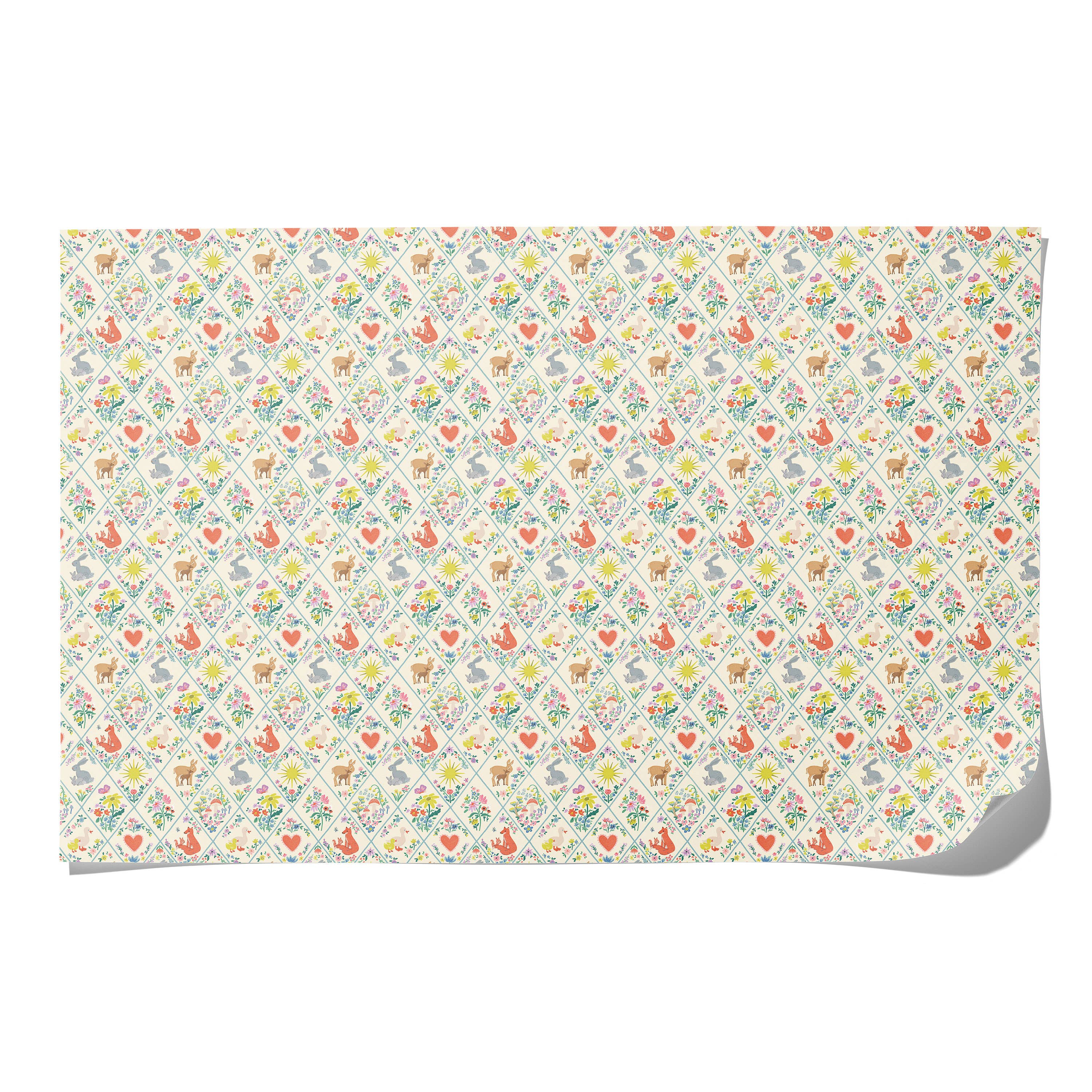 Red Cap Cards - Wholesale Flat Wrap - Woodland Critters baby wrapping paper1