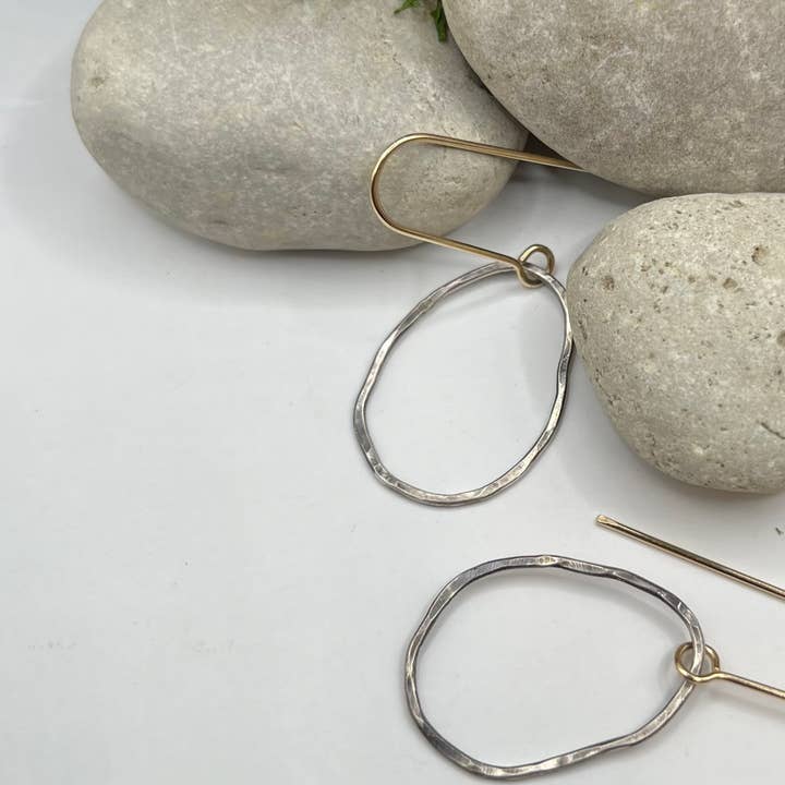 Rachel Renee Jewelry - Wholesale Dangle Earrings - CHERYL Mixed Metal Freeform Pebble Dangles1