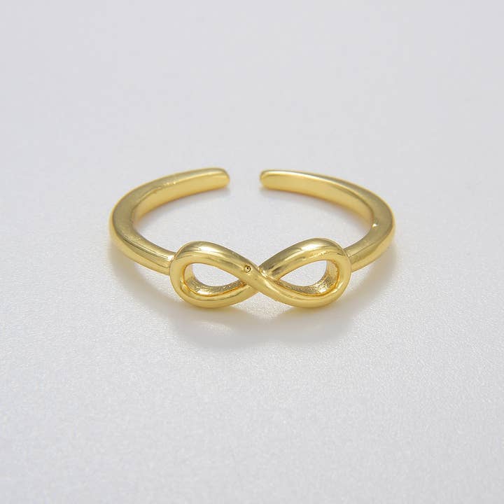 Beads Creation - Wholesale Band/Stacked Ring - Gold Infinity Ring, Adjustable Love Ring, RG111