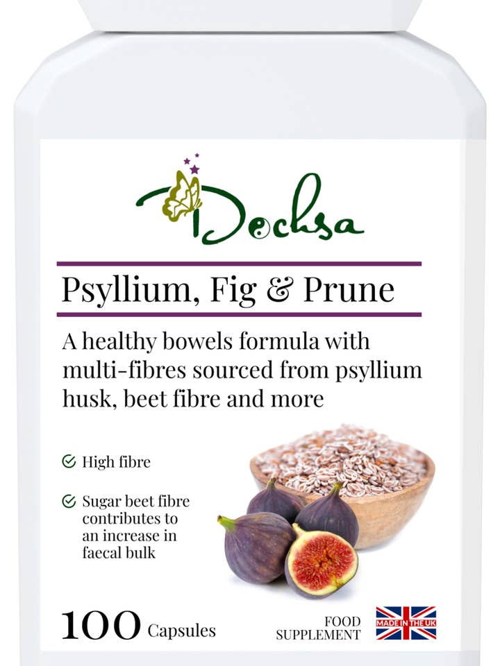 Psyllium, Figue & Prune 100 capsules - Digestion & Fibres pour la vente par Dochsa Ltd