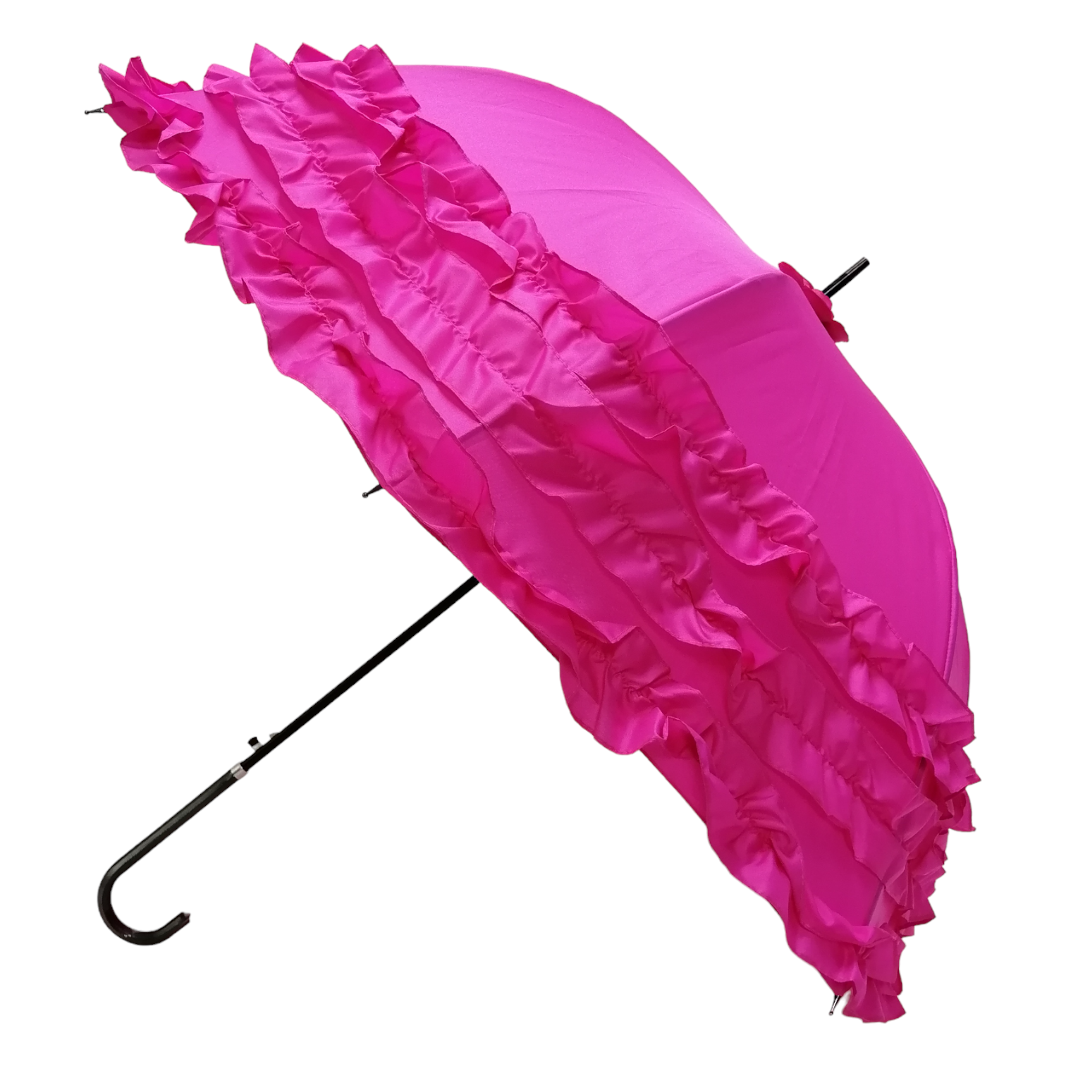 Soake - Wholesale Umbrella - Women's - Boutique Triple Frill Stick Auto Umbrella Rose red1