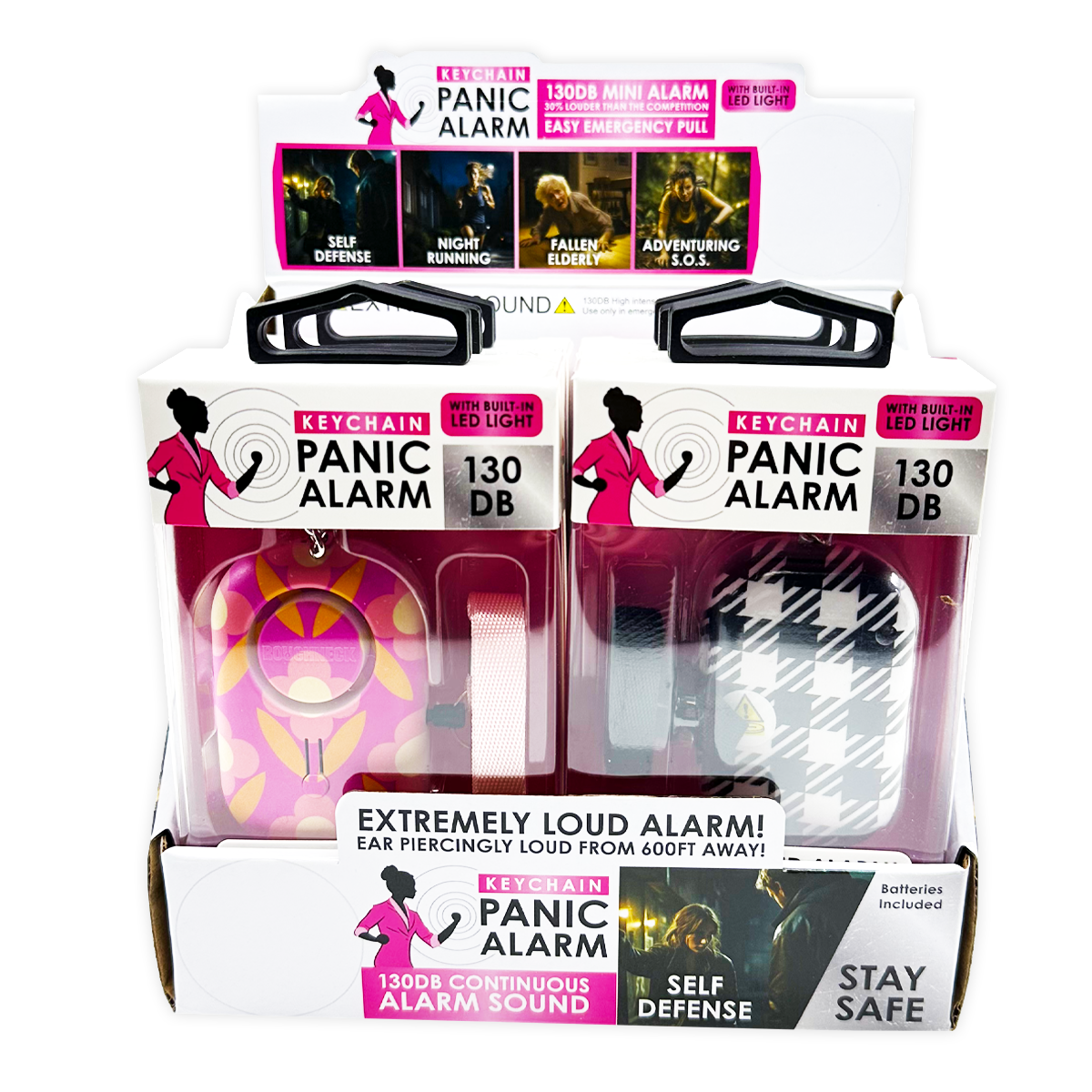 Novelty Brands - Wholesale Keychain - Unisex - Roughneck Panic Alarm & Light Keychain Assortment- 6/Display2