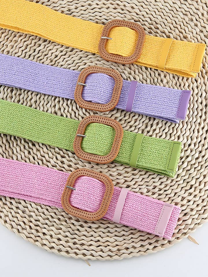 CWABE0545_VINTAGE BRAIDED SQUARE BUCKLE BELT for wholesale by NINEXIS