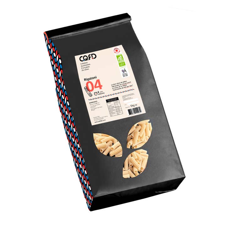 Pasta ecológica - 04 Rigatoni (bolsa de 5 kg) para venta al por mayor de C.Q.F.D.