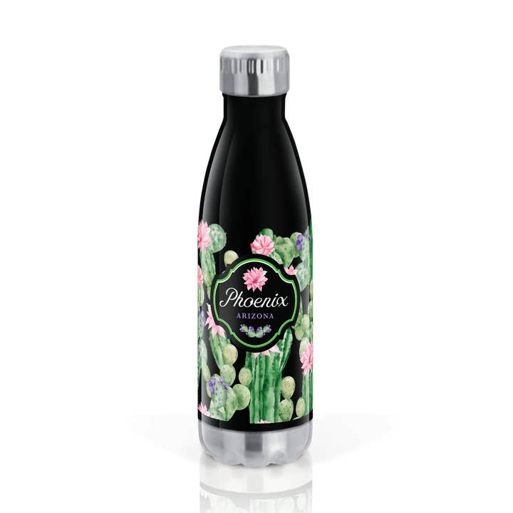 Bouteille de cola en acier inoxydable personnalisable de 17 oz : fleurs roses sur Ca pour la vente par Matrix