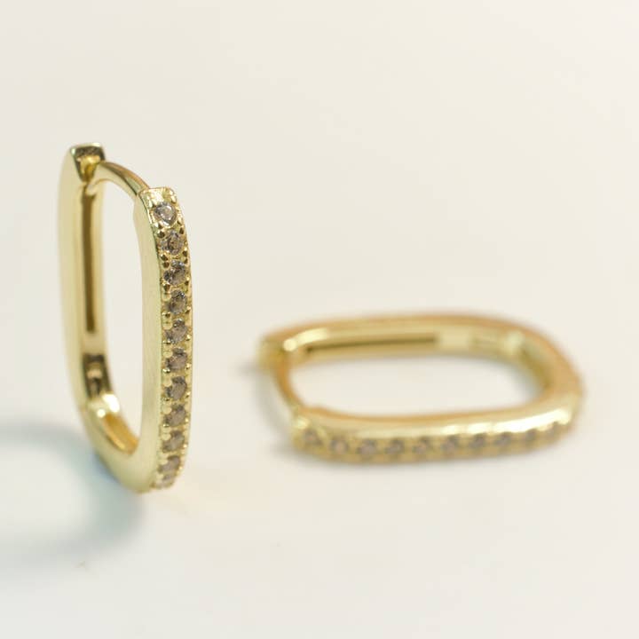 Rechteck Ohrringe - Gold Rechteck Creolen - Rechteck Creolen für den Großhandel von Diat