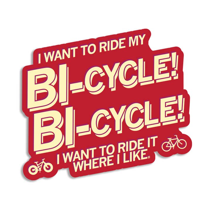 Bi-Cycle! Bi-Cycle! Die-Cut Sticker for wholesale by RAYGUN