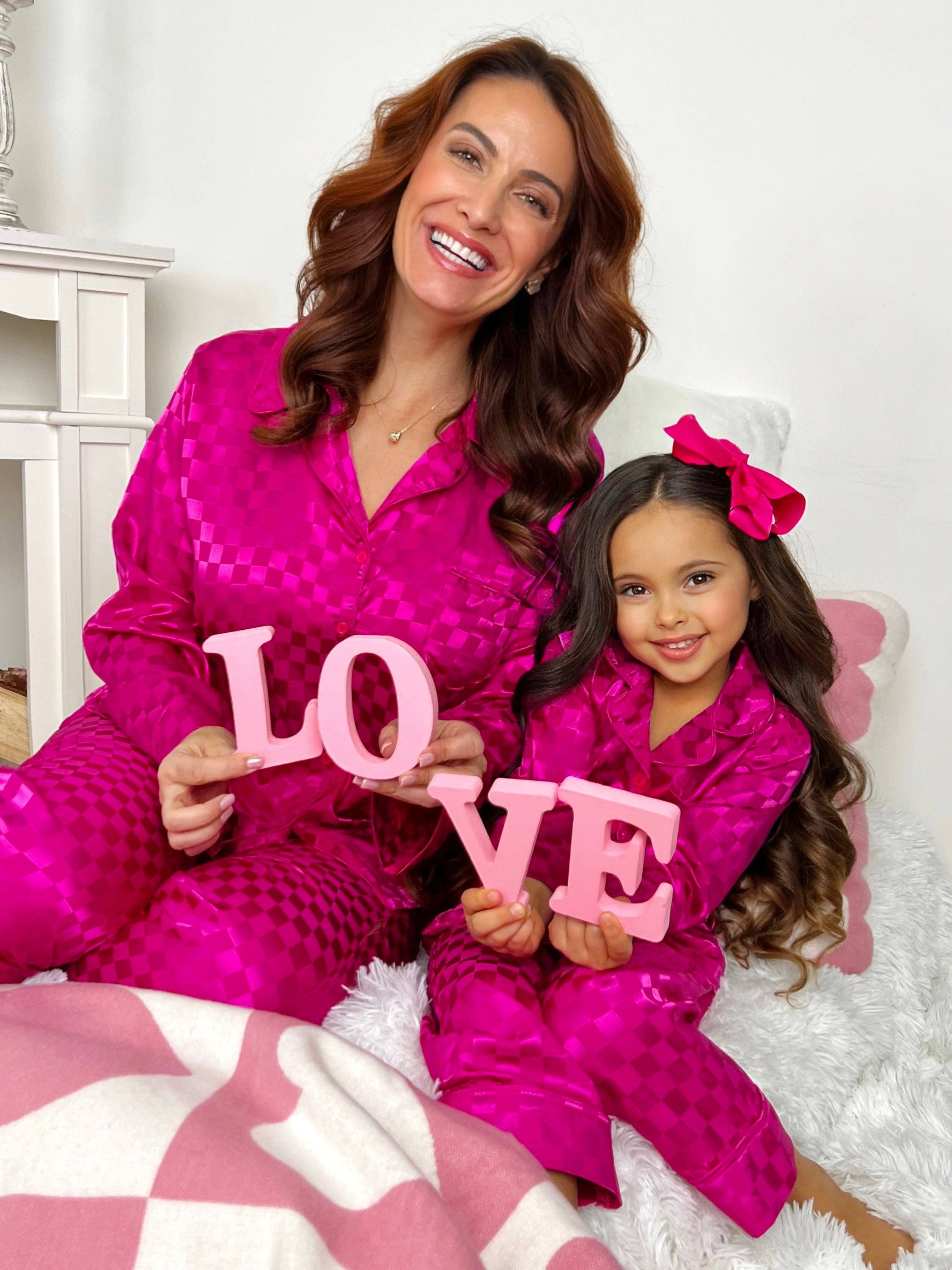 Mommy And Me Loved By You Fuchsia Pajamas for wholesale on Faire1